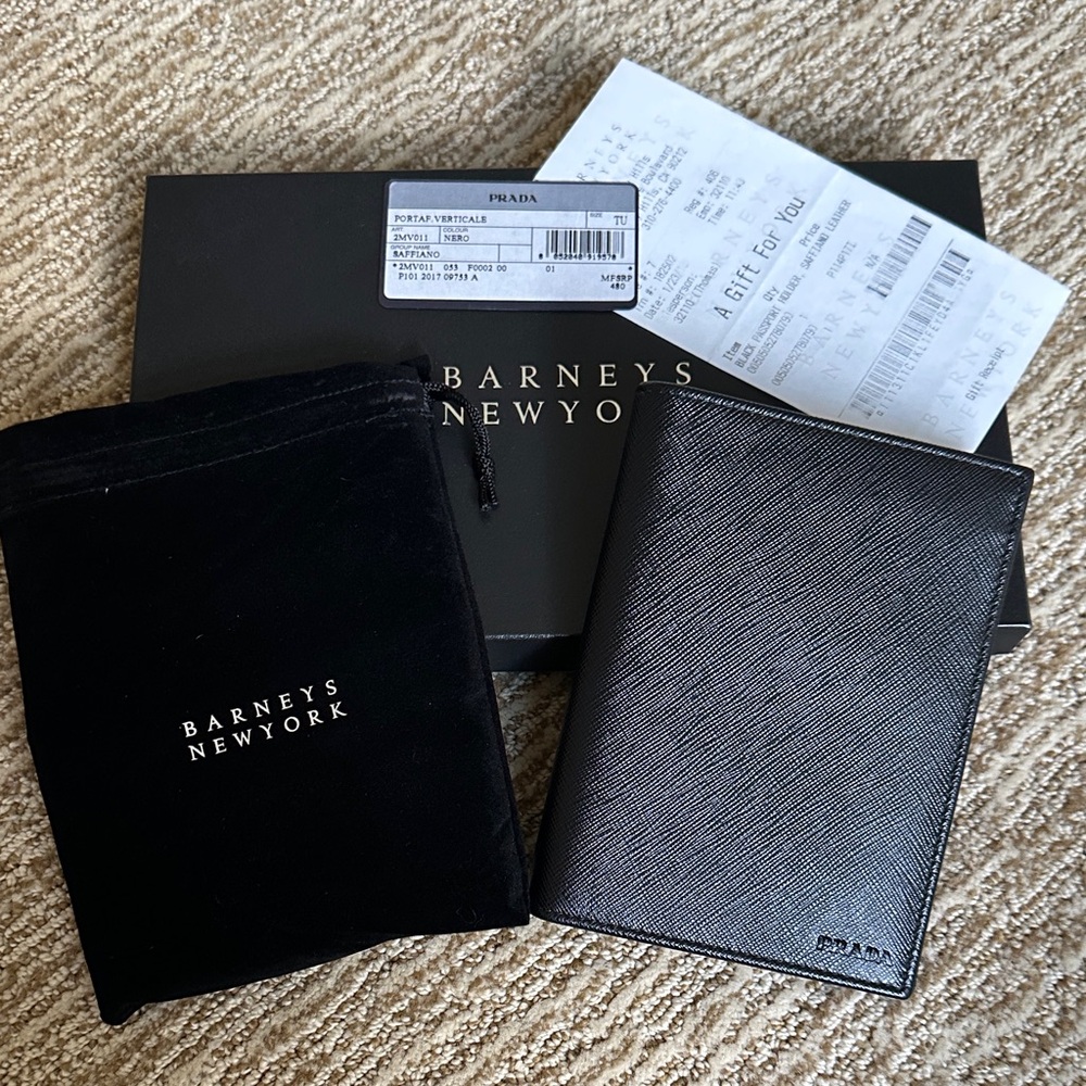 Prada Black Saffiano Leather Wallet and Passport Holder